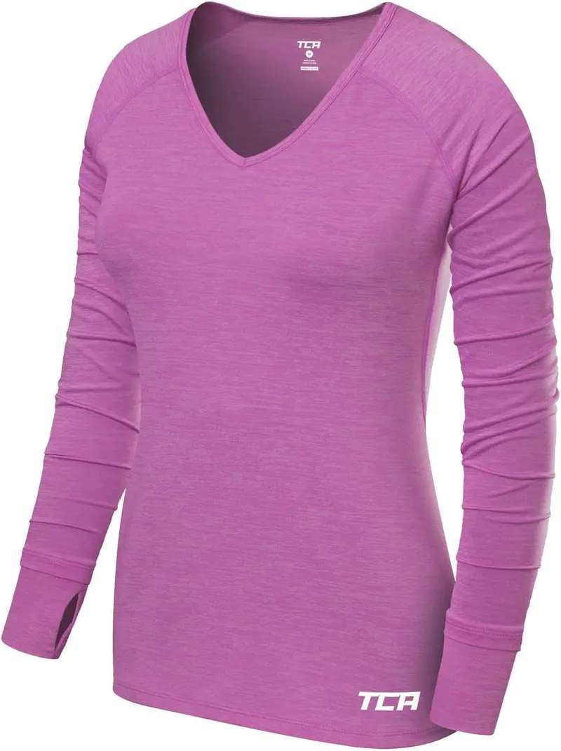 Tca Elle Women'S V-Neck Long-Sleeve Running Top – Purple 1