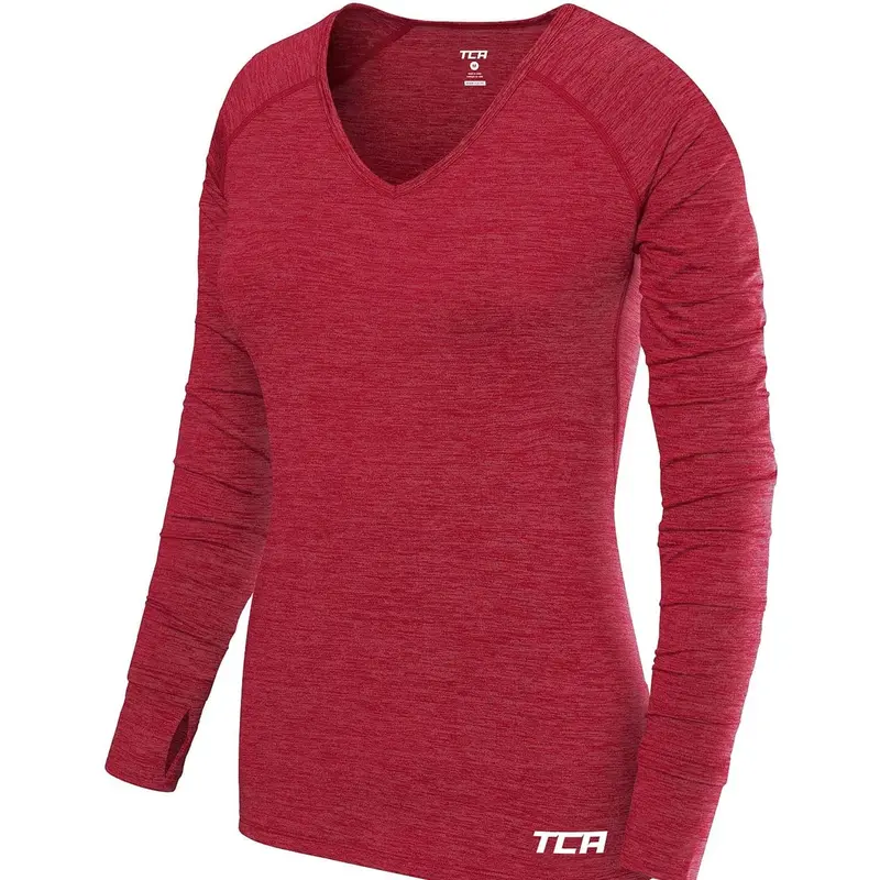 Tca Elle Women'S V-Neck Long Sleeve Running Top – Vibrant Pink 1