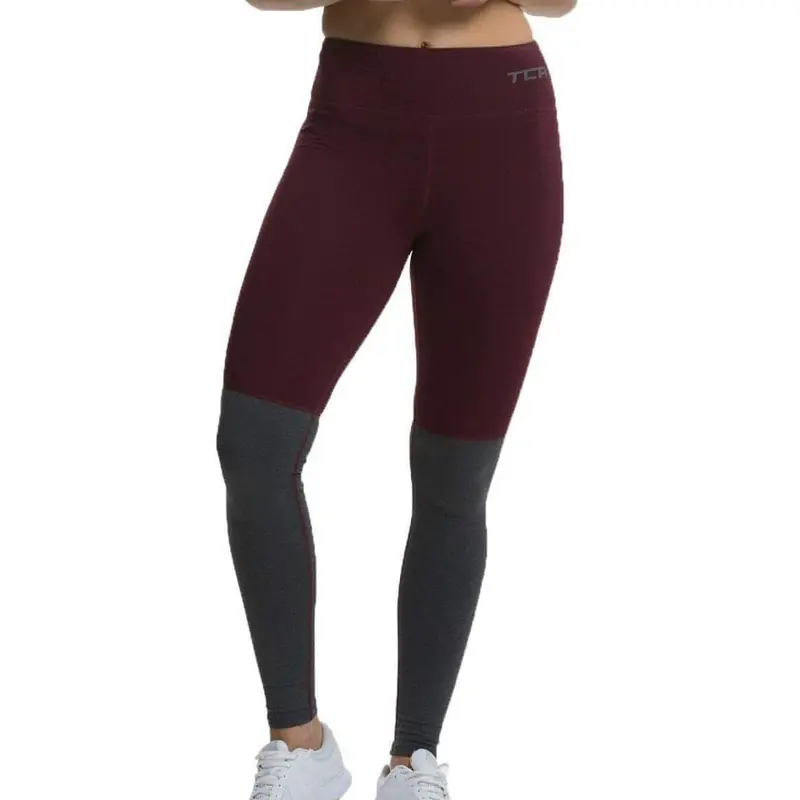 Tca Nova High-Waisted Women’S Long Running Tights – Crimson Red 1