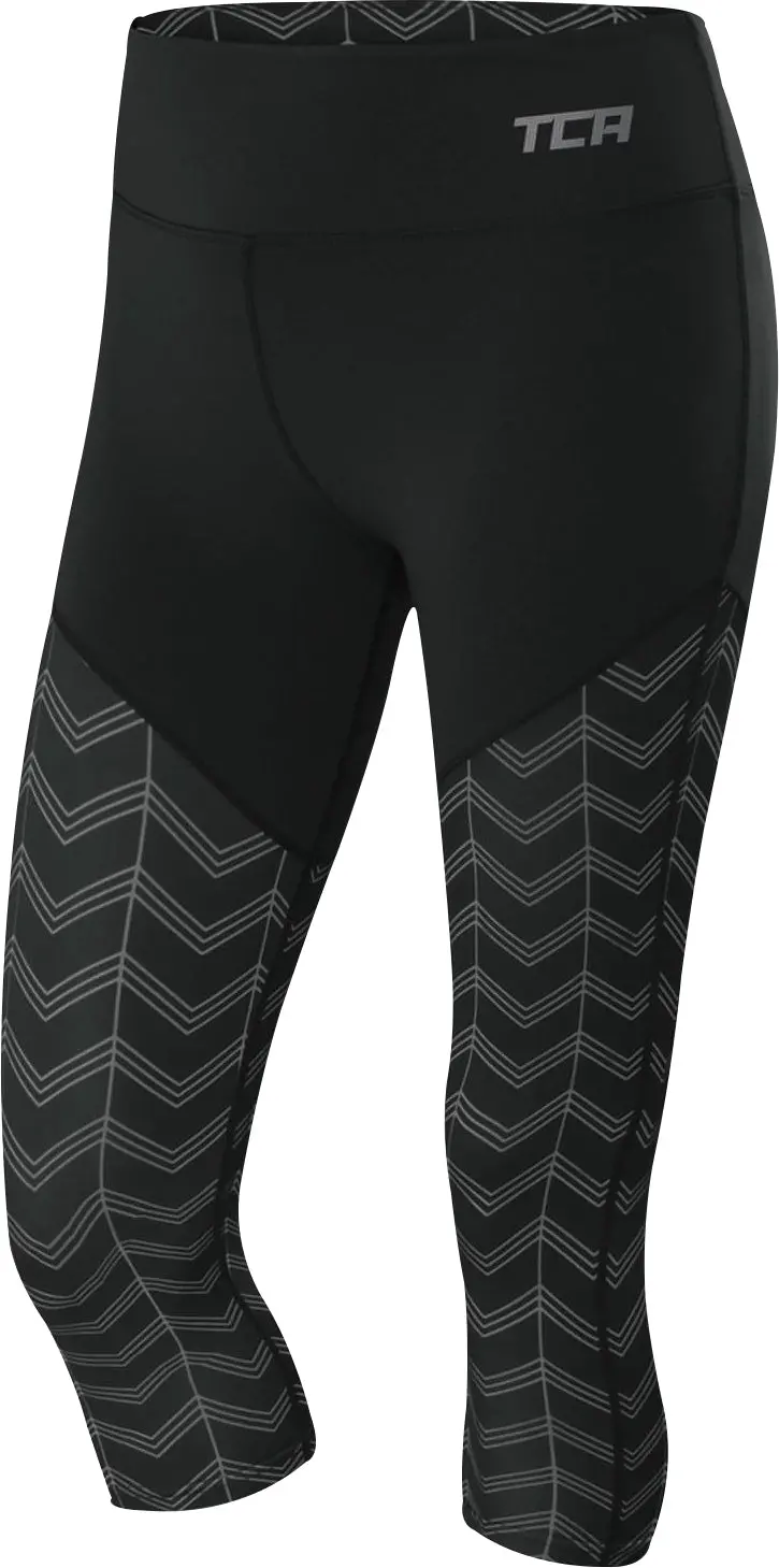Tca Pro Performance Supreme High-Waist Black 3/4 Capri Running Tights 1
