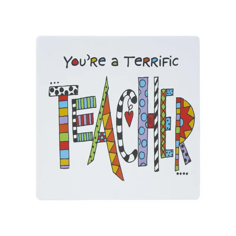 Teacher Appreciation Coaster – 'You'Re A Terrific Teacher' Ceramic Gift 1