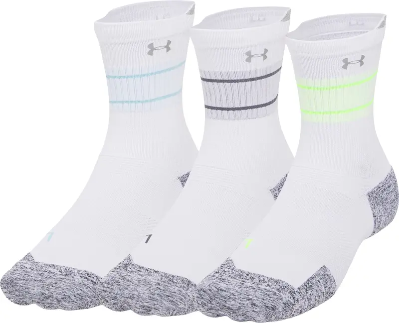 Under Armour Armourdry Cushion White Mid-Crew Running Socks (3-Pack) 1
