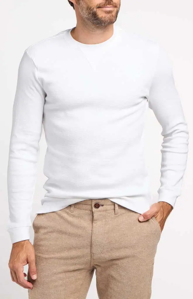 Weatherproof Vintage-Style Waffle-Knit Long-Sleeve Top 1