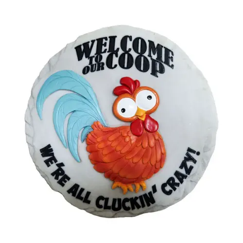 'Welcome To Our Coop – We'Re All Cluckin' Crazy' Chicken-Themed Stepping Stone (9.5") 1