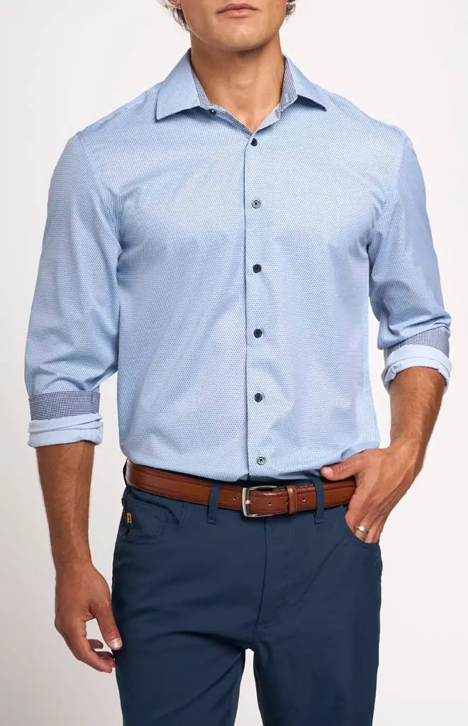 Wrk Slim-Fit 4-Way Stretch Broken-Stripe Dress Shirt 1