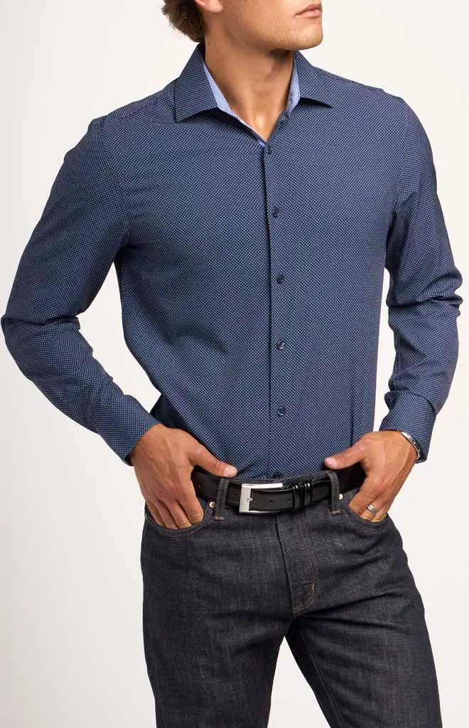 Wrk Slim-Fit Dots Performance Dress Shirt With 4-Way Stretch 1