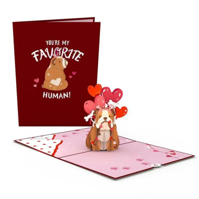 'You'Re My Favorite Human' Bulldog-Themed Pop-Up Card 1