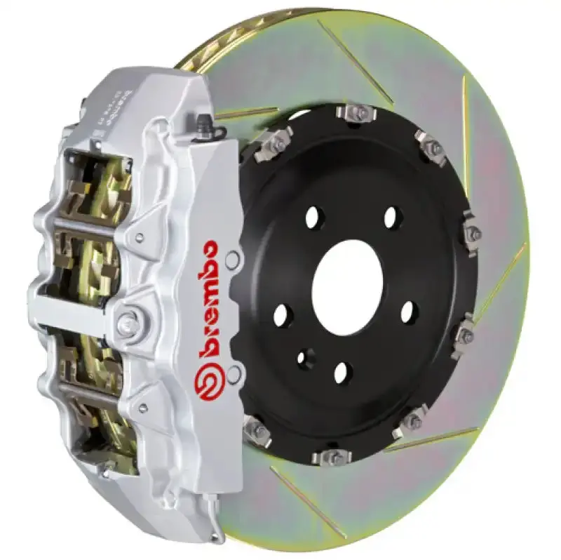 Brembo Gt Front Brake Kit For 2010–2015 Camaro Ss – 6-Piston Cast Calipers With 380X34Mm Slotted Two-Piece Rotors (Type 1, Silver) 1