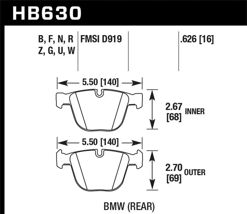 Hawk Hp Plus Brake Pads – High-Friction Compound, 0.626-Inch Thickness, Track-Ready Stopping Power 1
