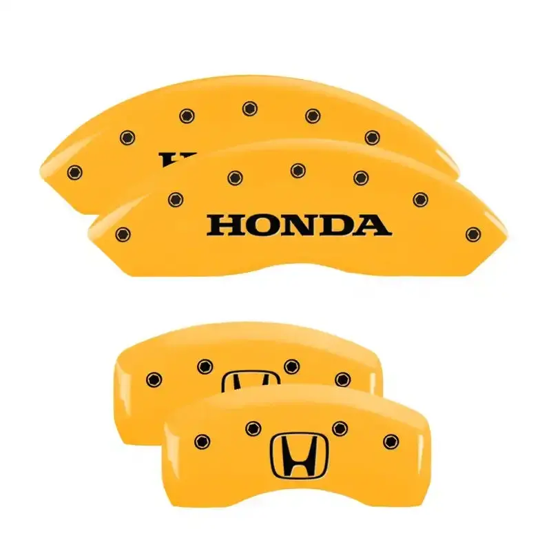 Mgp Engraved Caliper Covers – 4-Piece Set With Honda Front Logo & Rear H-Emblem In Yellow-On-Black Finish 1